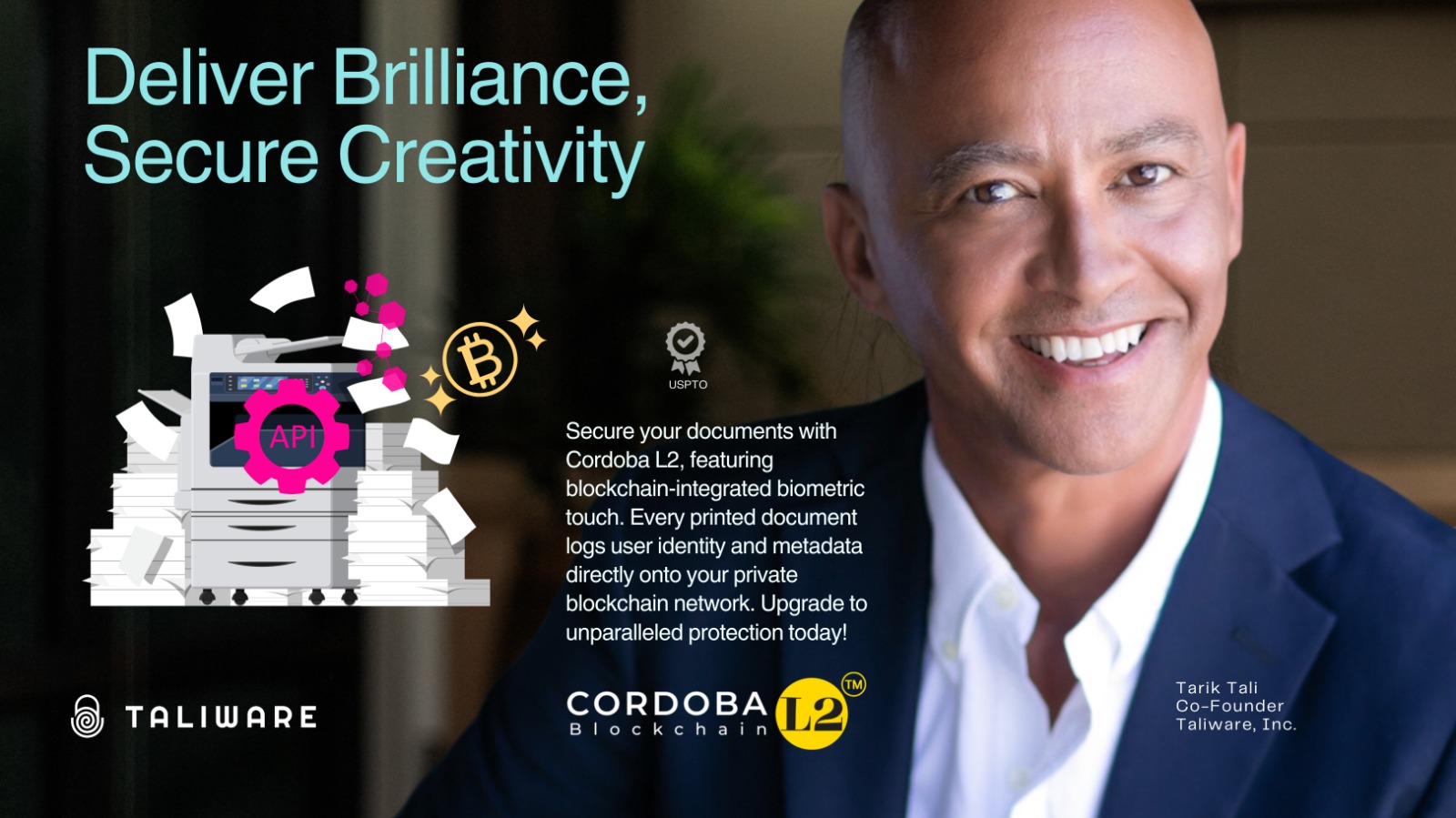 Coming Soon! Taliware to Unveil Cordoba L2™ Blockchain API with Patented Cryptocopygraphy™ for One-Touch Copyright Protection of Digital Assets